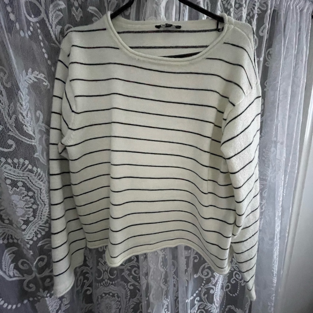 Cream and Black Striped Sweater